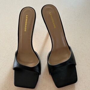 Lemonade Black Square-Toe Slide Mules